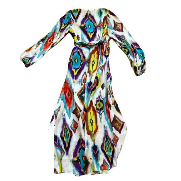 SMYTHE Abstract Print Hostess Dress In Ikat Multi - Picture 5 of 6